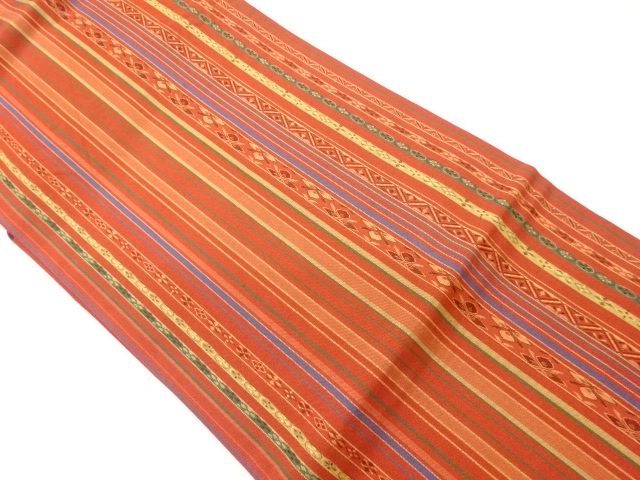 縞に花菱模様織出し名古屋帯